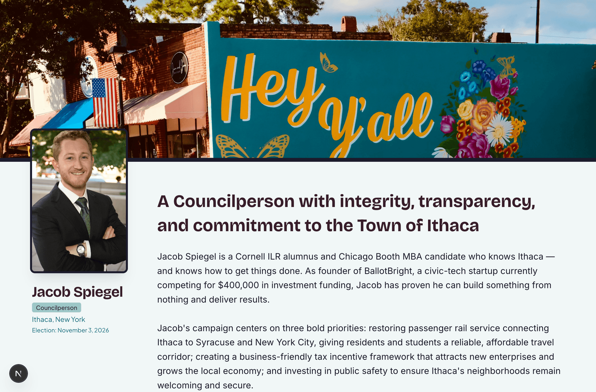 A BallotBright candidate campaign site